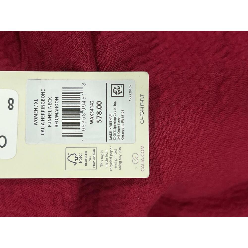 CALIA Women's Herringbone Funnel Neck Sweatshirt in red new - Picture 6 of 6